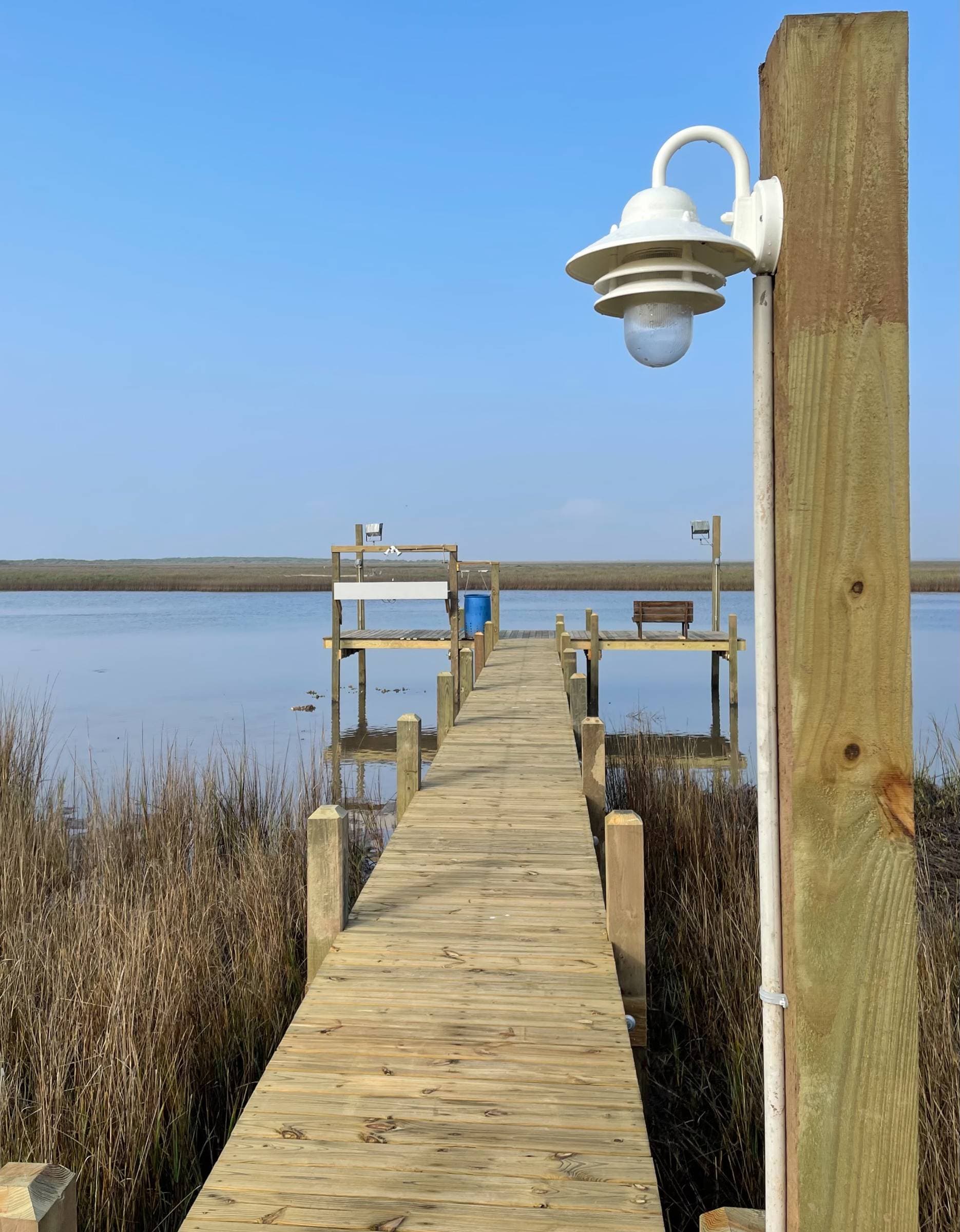 Newly built pier and walkway in 2021.